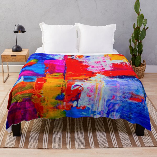 Item preview, Technicolor abstract art work - acrylic painting -  red, blue,magenta, green and orange designed and sold by hasbeenz.