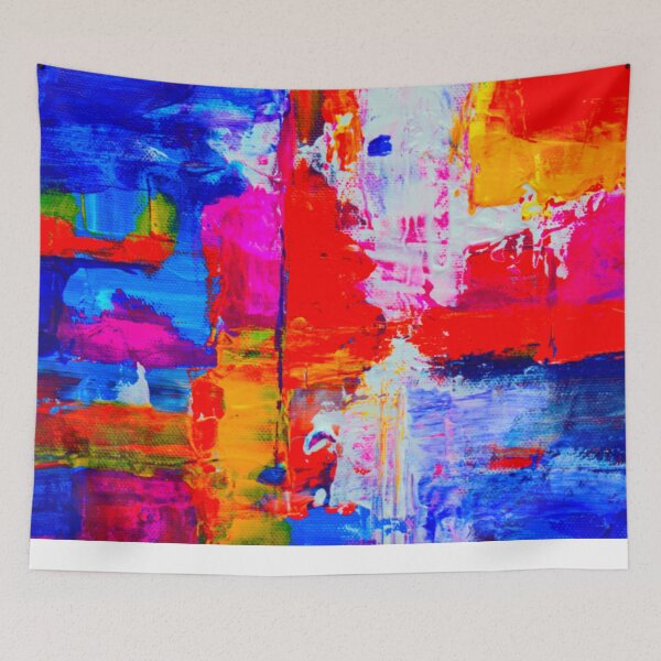 Item preview, Technicolor abstract art work - acrylic painting -  red, blue,magenta, green and orange designed and sold by hasbeenz.