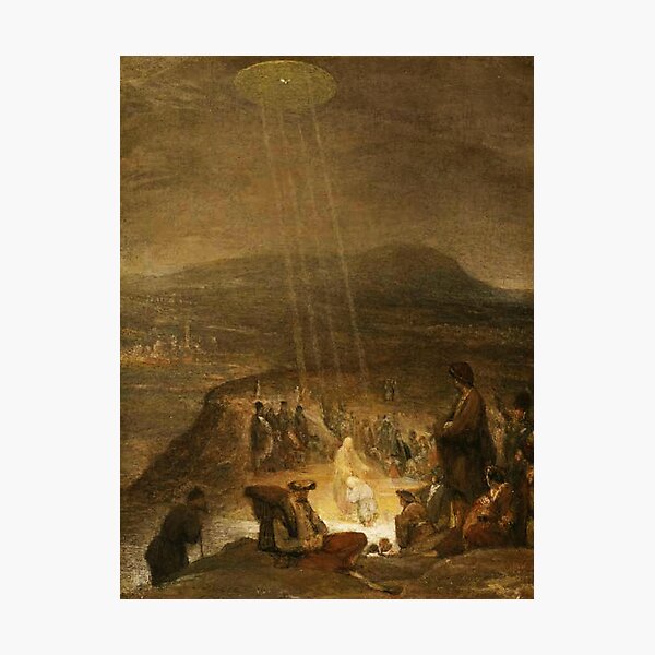 UFOs in Ancient Art. Baptism of Christ. 1710. Painting by, Aert de Gelder. Photographic Print