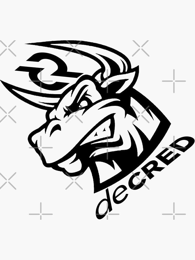Thumbnail 3 of 3, Sticker, Decred Bull rage © v1 (Design timestamped by https://timestamp.decred.org/) designed and sold by OfficialCryptos.