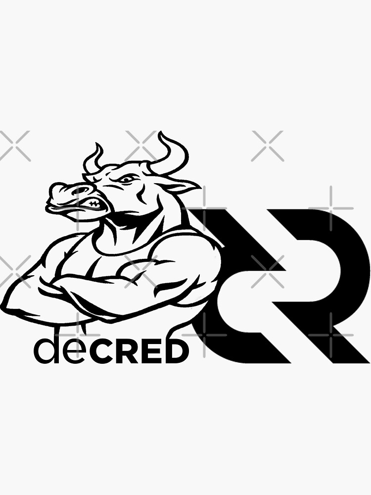 Thumbnail 3 of 3, Sticker, Decred Strong Bull © v1 (Design timestamped by https://timestamp.decred.org/) designed and sold by OfficialCryptos.