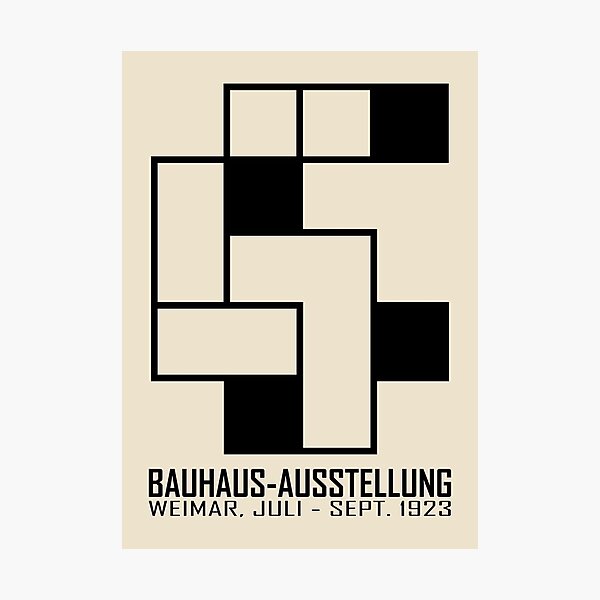 Item preview, Bauhaus homage Modern Gallery Abstract Vintage Beige Black Shape Minimalist Print designed and sold by AtelierDiKoko.