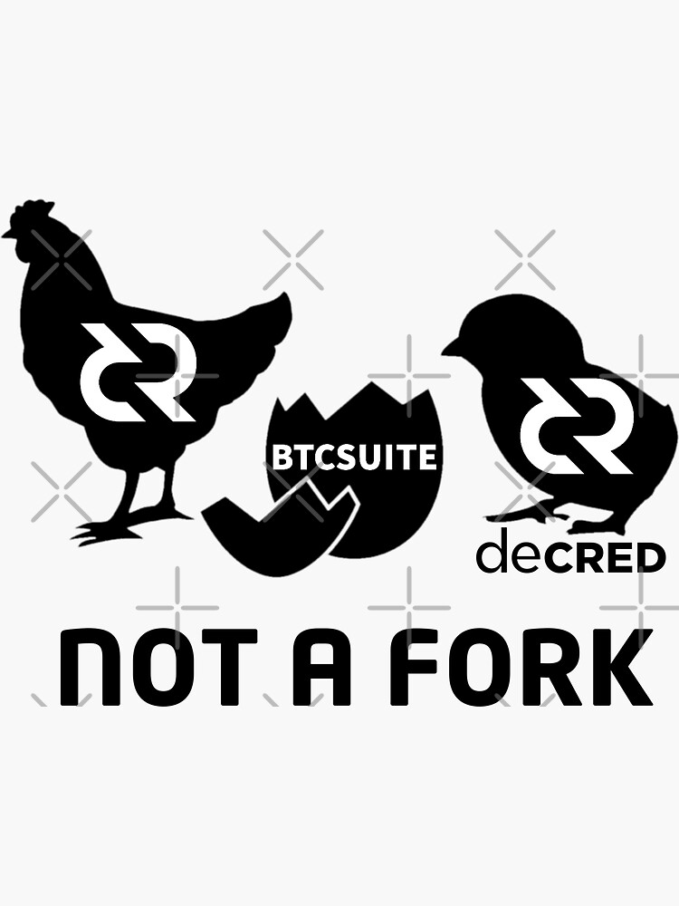 Thumbnail 3 of 3, Sticker, Not a fork © v2 (Design timestamped by https://timestamp.decred.org/) designed and sold by OfficialCryptos.