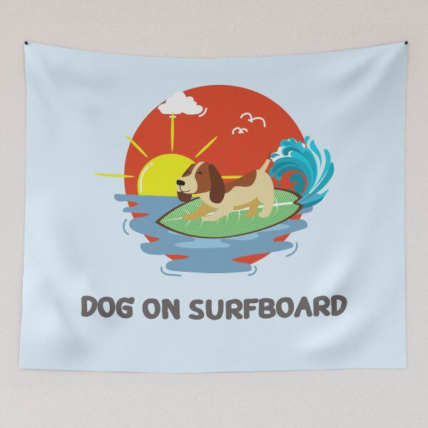 Item preview, Dog on surfboard - Summer dogs, summer lovin' pet funny designed and sold by GenChi.