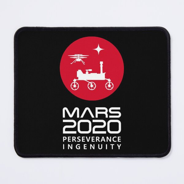 Item preview, Mars 2020 Perseverance rover & Ingenuity helicopter mission logo NASA (white) designed and sold by SolidEarthArt.