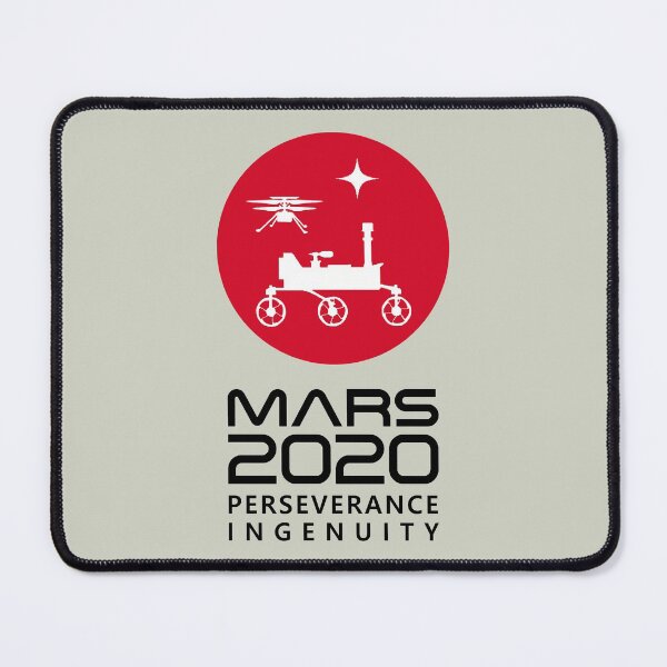 Item preview, Mars 2020 Perseverance rover & Ingenuity helicopter mission logo NASA (black) designed and sold by SolidEarthArt.