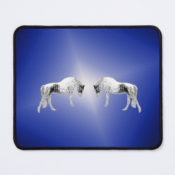 Item preview, Silver horses on blue background designed and sold by MarionsArt.