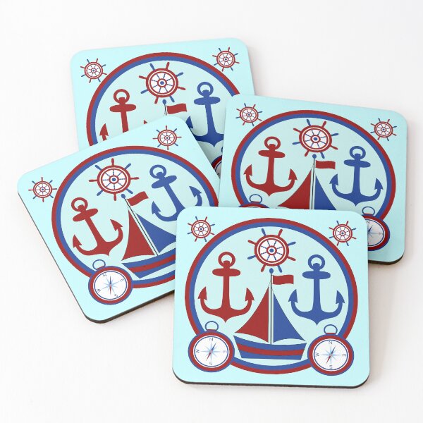 Item preview, Nautical Sailboat Anchor Wheel And Compass designed and sold by Isma Saleem.
