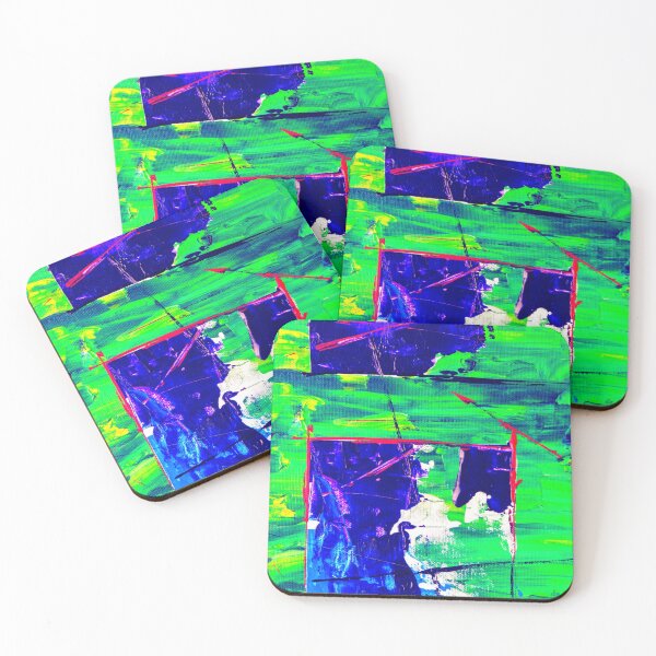 Item preview, Technicolor abstract art work - acrylic painting -  red, blue,white, green and yellow designed and sold by hasbeenz.