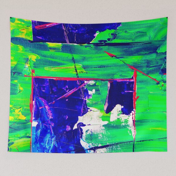 Item preview, Technicolor abstract art work - acrylic painting -  red, blue,white, green and yellow designed and sold by hasbeenz.