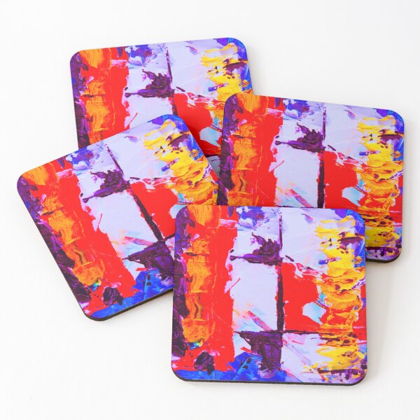 Item preview, Technicolor abstract art work - acrylic painting -  red, blue,purple, white and yellow designed and sold by hasbeenz.