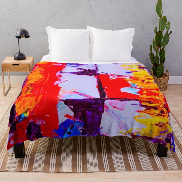 Item preview, Technicolor abstract art work - acrylic painting -  red, blue,purple, white and yellow designed and sold by hasbeenz.