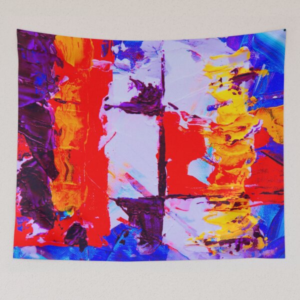 Item preview, Technicolor abstract art work - acrylic painting -  red, blue,purple, white and yellow designed and sold by hasbeenz.