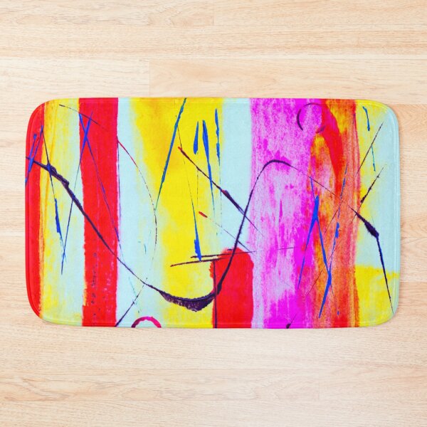 Item preview, Technicolor abstract art work - acrylic painting -  red, blue,pink, white and yellow designed and sold by hasbeenz.
