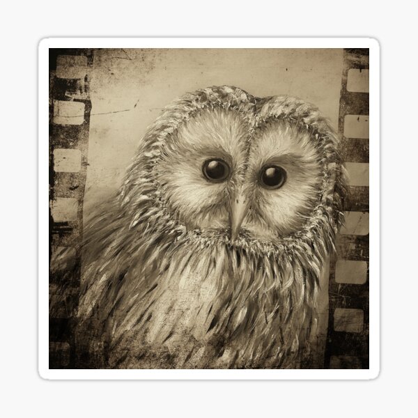 Ural Owl in an old movie Sticker