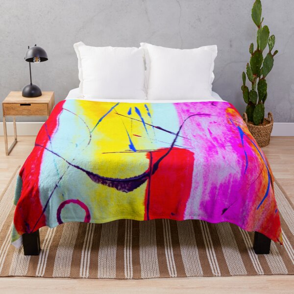 Item preview, Technicolor abstract art work - acrylic painting - red, blue,pink, white and yellow designed and sold by hasbeenz.