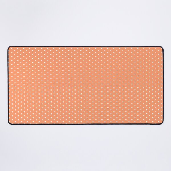 Coral Background With White Polka Dots Desk Mat