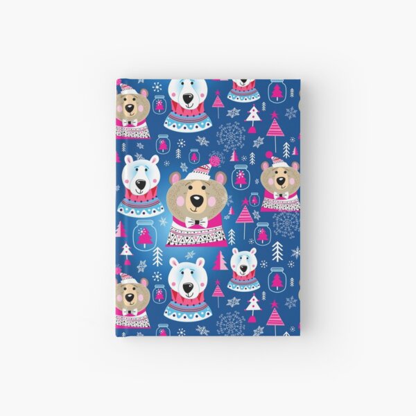 Modèle de Noël avec des portraits d'ours Carnet cartonné
