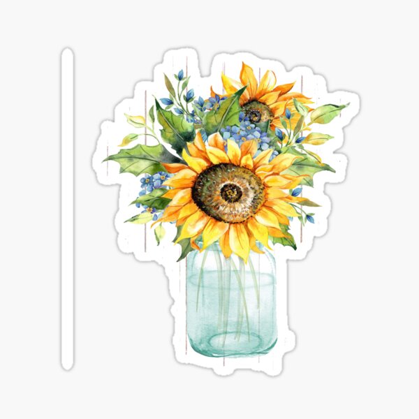 "Sunflower Mason jar" Sticker by YourIndianGirl Redbubble