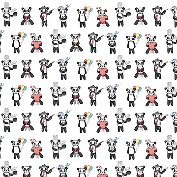 Artwork thumbnail, Panda Pattern Smaller by InkItOut