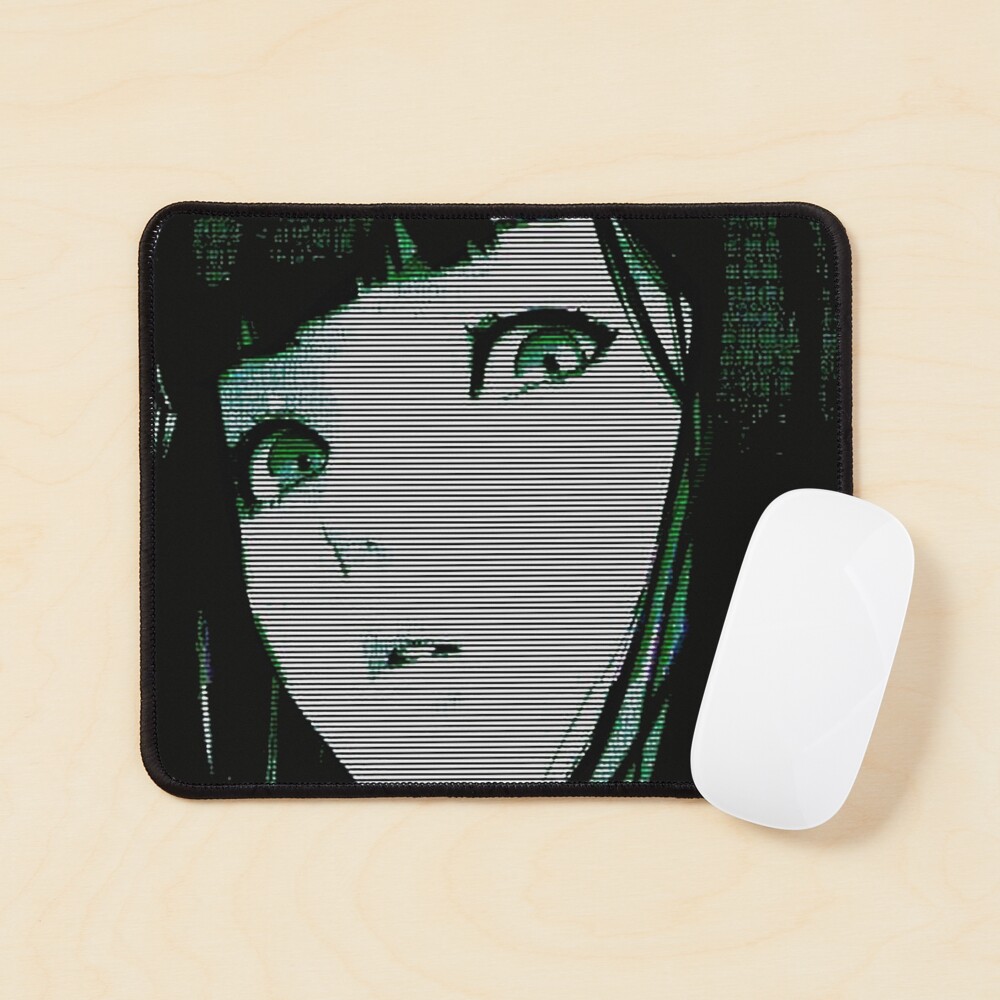 Vaporwave Cyberpunk Japanese Anime Style Girl Mouse Pad
