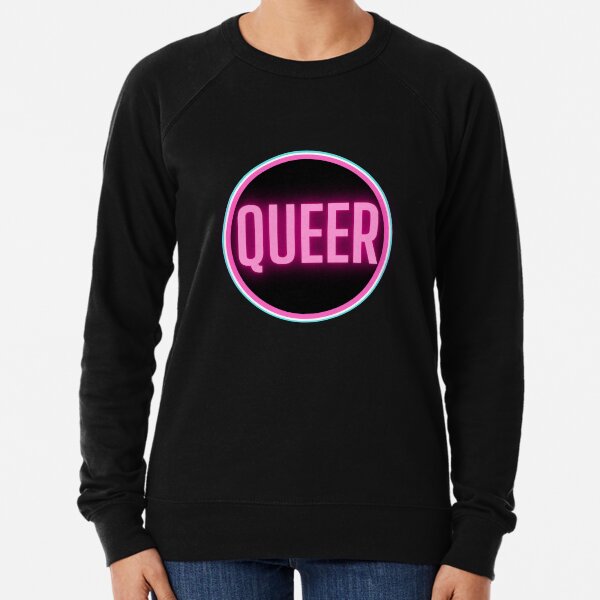 Queer - Trans Flag, Black Background Lightweight Sweatshirt