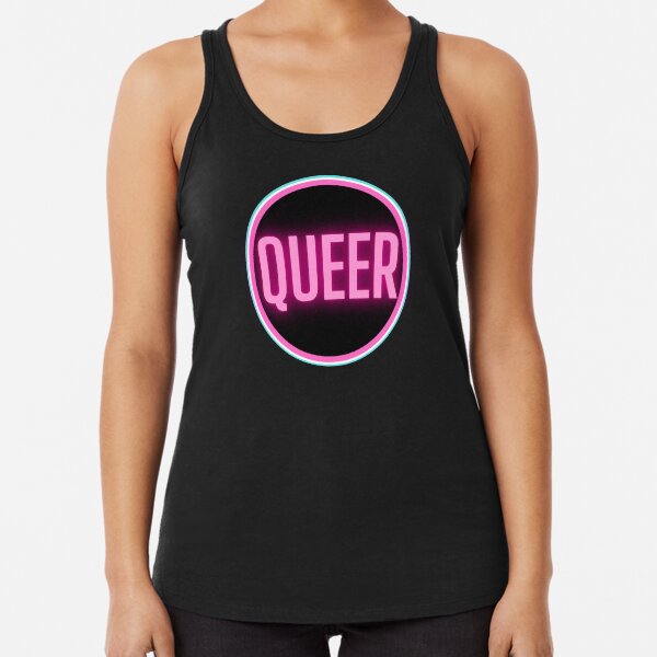 Queer - Trans Flag, Black Background Racerback Tank Top