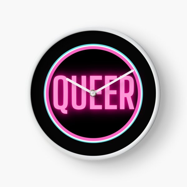 Queer - Trans Flag, Black Background Clock