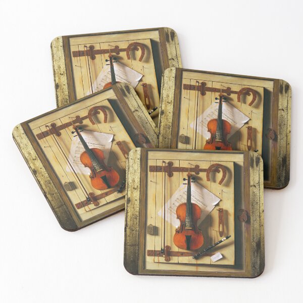 Item preview, STILL LIFE VIOLIN,FLUTE AND MUSIC Rustic Wood  designed and sold by BulganLumini.
