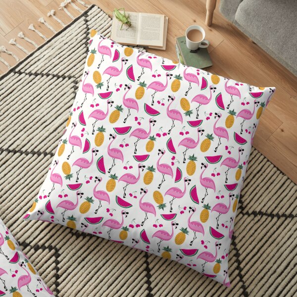 Tropical trendy seamless pattern pink flamingos Floor Pillow