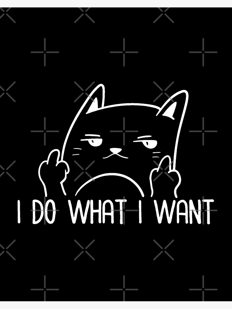I Do What I Want Funny Adult Humour Cat Middle Finger Meme Art Board Print