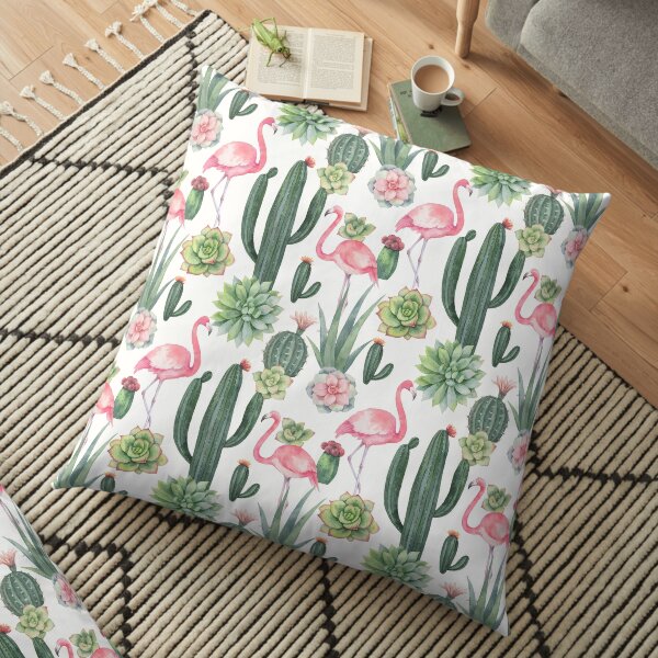 Watercolor seamless pattern of pink Floor Pillow