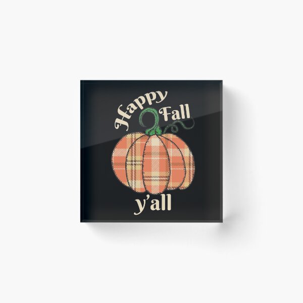 Item preview, Happy Fall Y'all Pumpkin Thanksgiving Buffalo Plaid Pumpkin (black) designed and sold by dass-art.