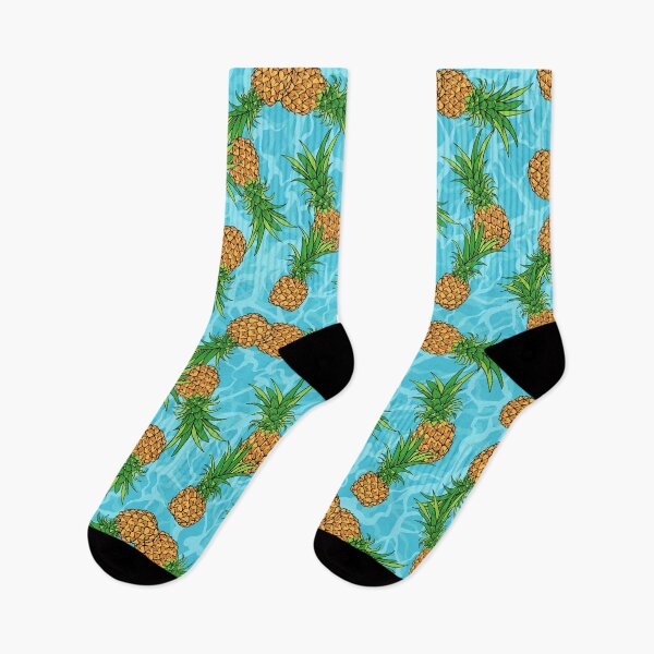 Item preview, Pineapple Floating On The Ocean Tropical Seamless Pattern Hand Drawn Design designed and sold by mituturi.