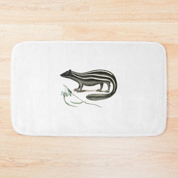 Item preview, European polecat hand drawn animal in dark brown colors with plant and flowers for black-footed ferret Mustelinae skunk designed and sold by wackodesign.
