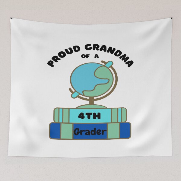 Item preview, proud grandma of a fourth grader, globe graphic designed and sold by Jessi-Sketches.