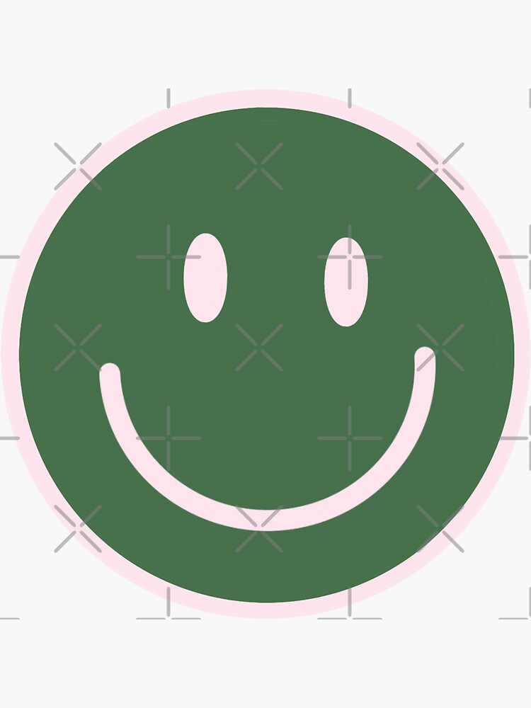 Cute Smiley Face Green and Pink | Sticker