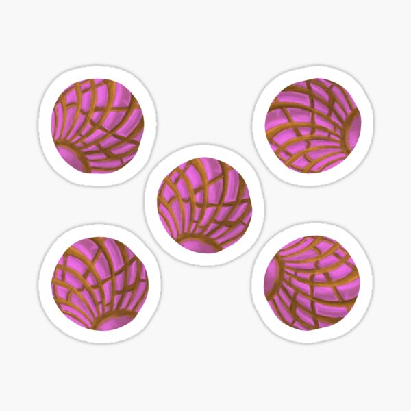 Pink Concha Pan Dulce Cookie Sticker Pack Pattern Glossy Sticker