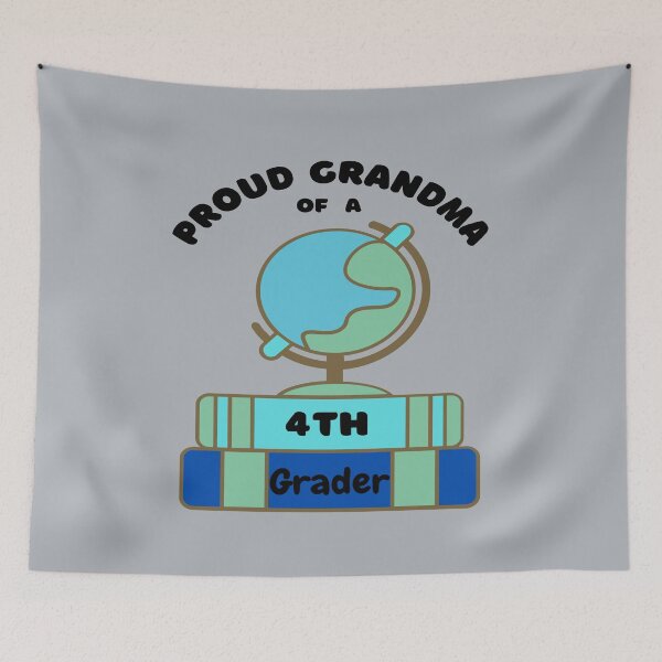 Item preview, proud grandma of a fourth grader, globe graphic designed and sold by Jessi-Sketches.