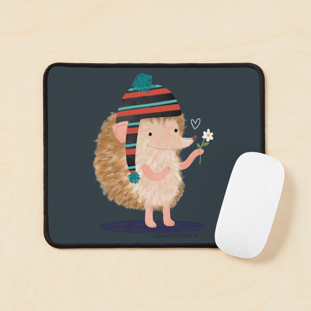 Hedgehog with flower Mouse Pad