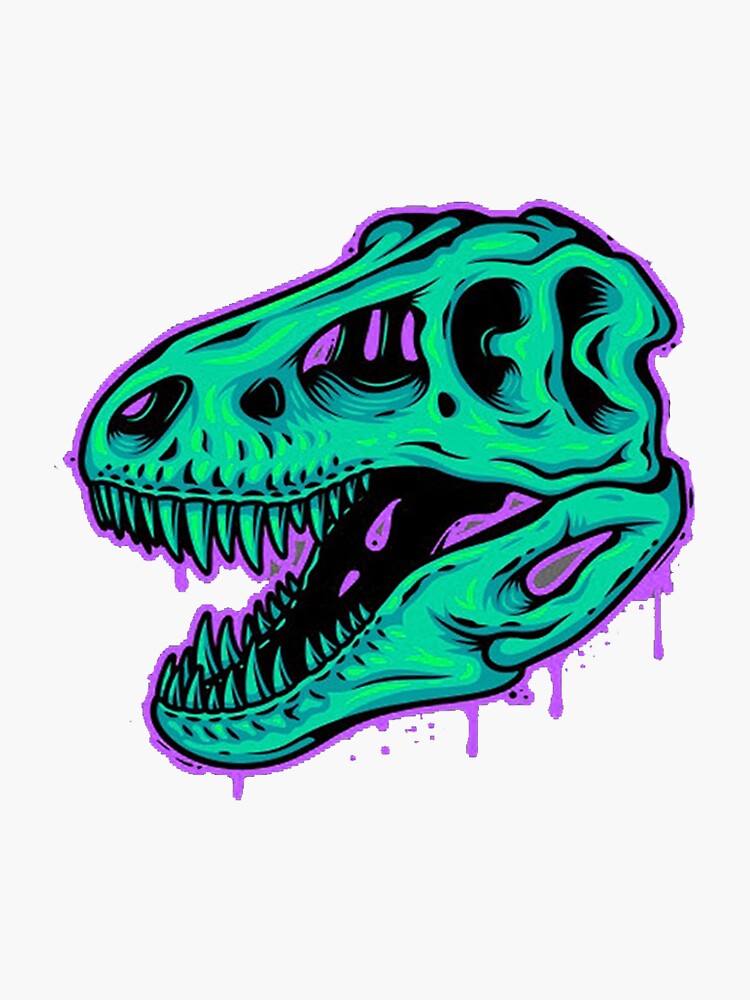 Thumbnail 3 von 3, Sticker, Rosa tropfender T-Rex-Schädel-cooler Aufkleber designt und verkauft von RaviForm.
