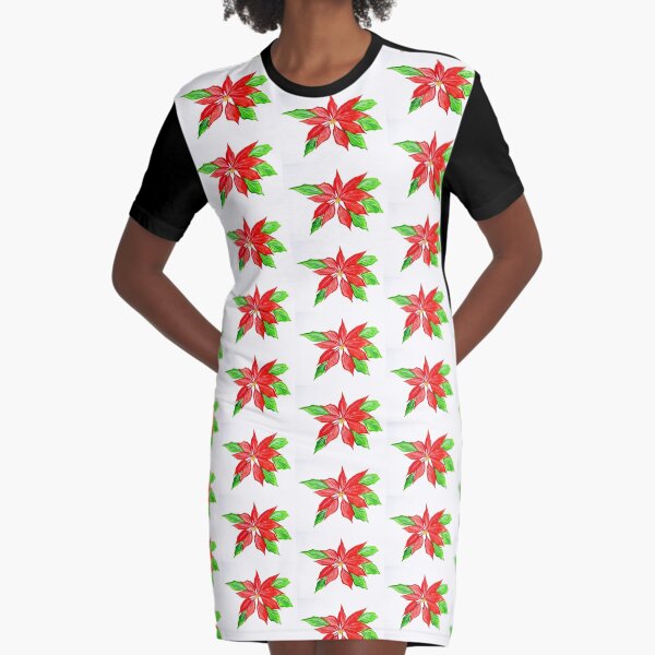 Poinsettia Graphic T-Shirt Dress