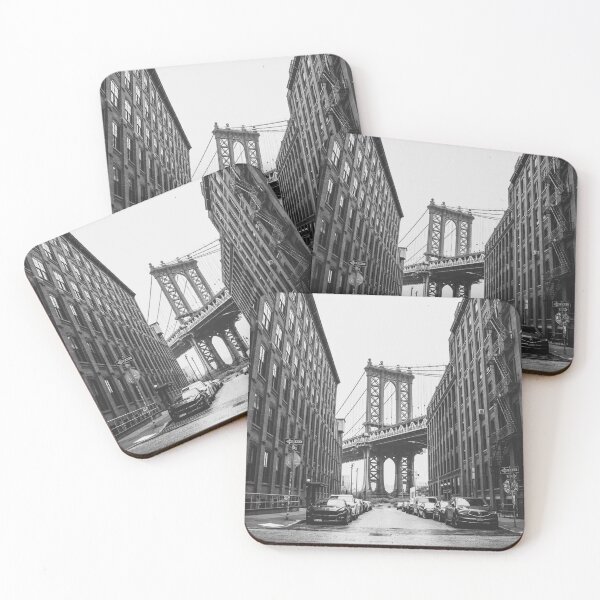 Item preview, New York Streets, Streets, New York, Brooklyn Bridge, Black and White designed and sold by Magic Love Art Print.