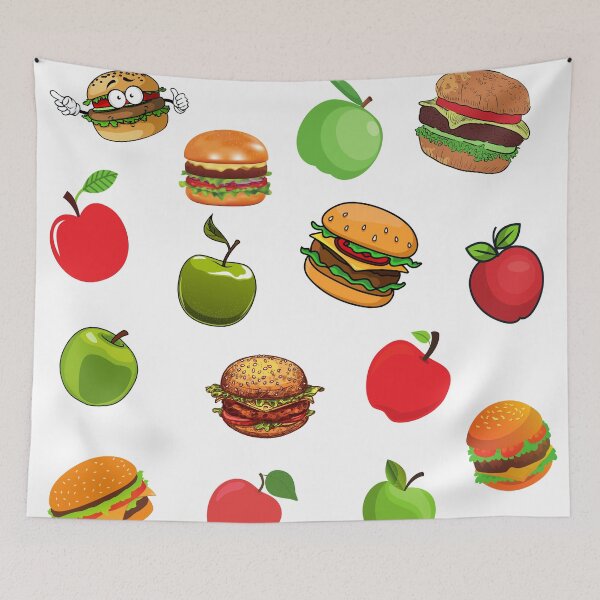 Item preview, Apple and burger pattern designed and sold by YuneDesigns.
