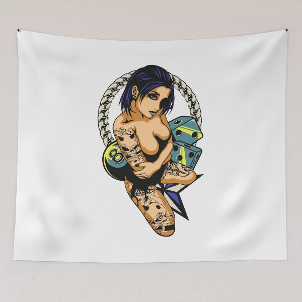 Item preview, 8 Ball Pool & Craps - Tattoo Girl Blue designed and sold by artorno.