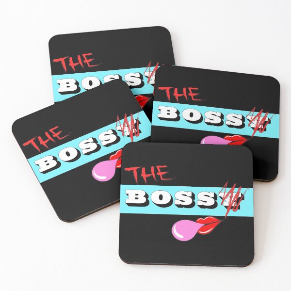 Item preview, The Bossy Boss (With Lips, Blue Banner, Black Background) designed and sold by SaraMargolis.