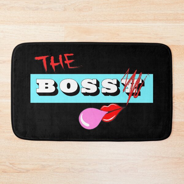 Item preview, The Bossy Boss (With Lips, Blue Banner, Black Background) designed and sold by SaraMargolis.