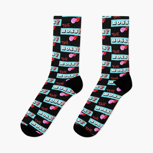 Item preview, The Bossy Boss (With Lips, Blue Banner, Black Background) designed and sold by SaraMargolis.