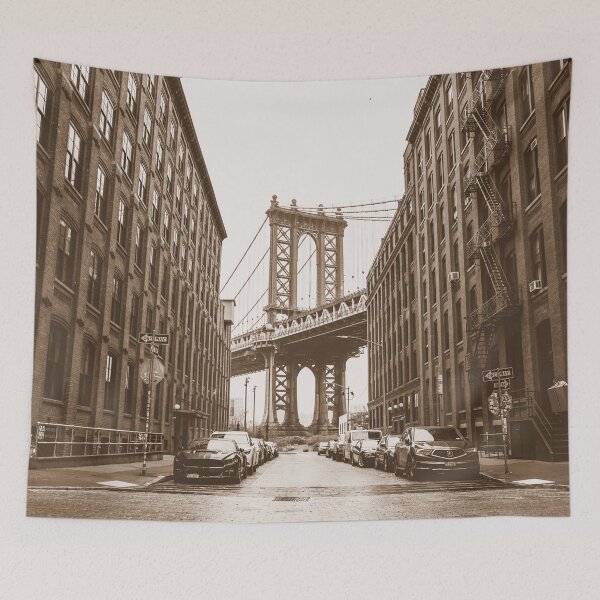 Item preview, Brooklyn Bridge, New York Streets, Streets, New York, Sepia designed and sold by Magic Love Art Print.