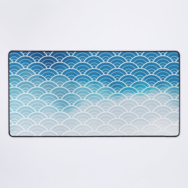 Classic Blue Ombre Japanese Waves Pattern (Pantone Classic Blue) Desk Mat